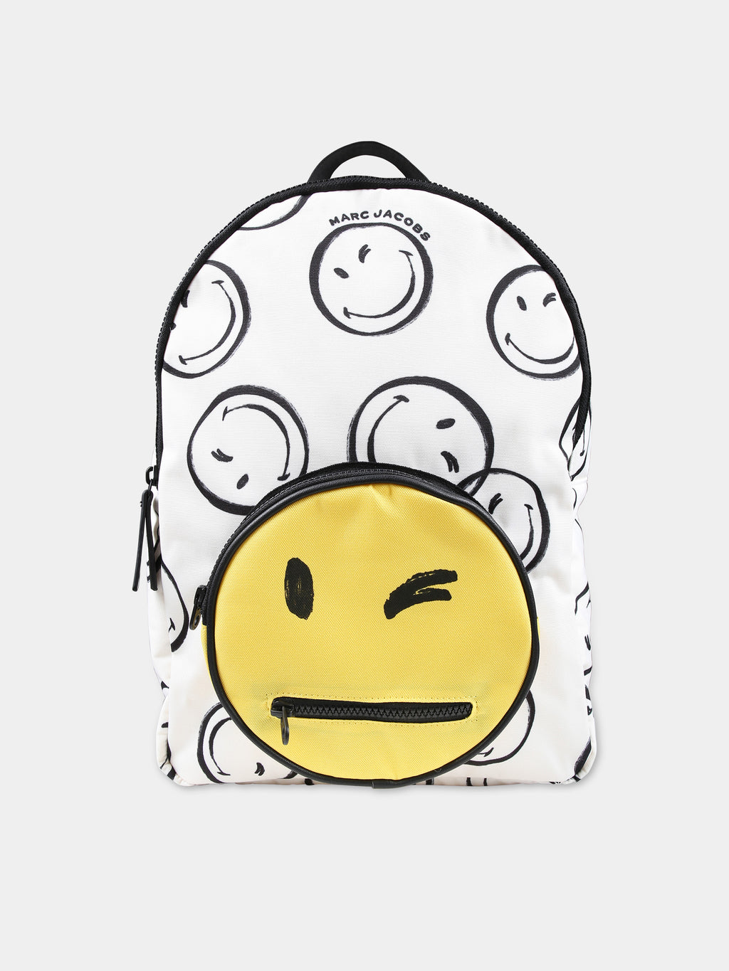 Ivory backpack for kids with yellow smiley
